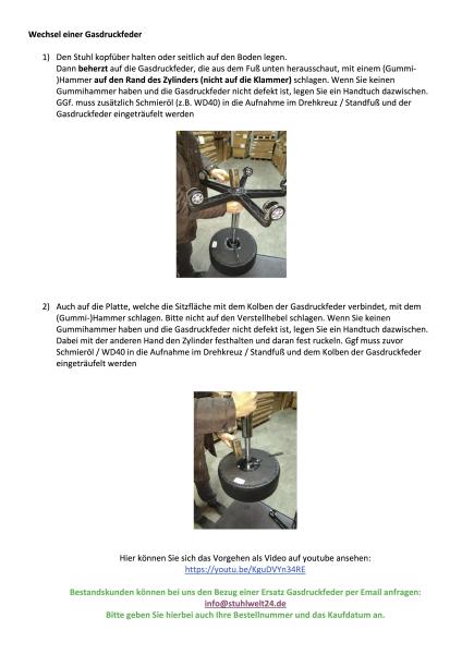 Universal Gasdruckfeder Gasdruckzylinder Hydraulik für Rollhocker und Bürostühle - DIN EN4550 - Klasse 3 (Gesamtlänge 31-47 cm)